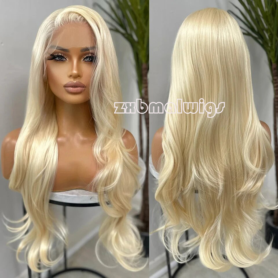 613 Blonde Body Wave Lace Front Wig - Synthetic Hair 613 Blonde Color Body