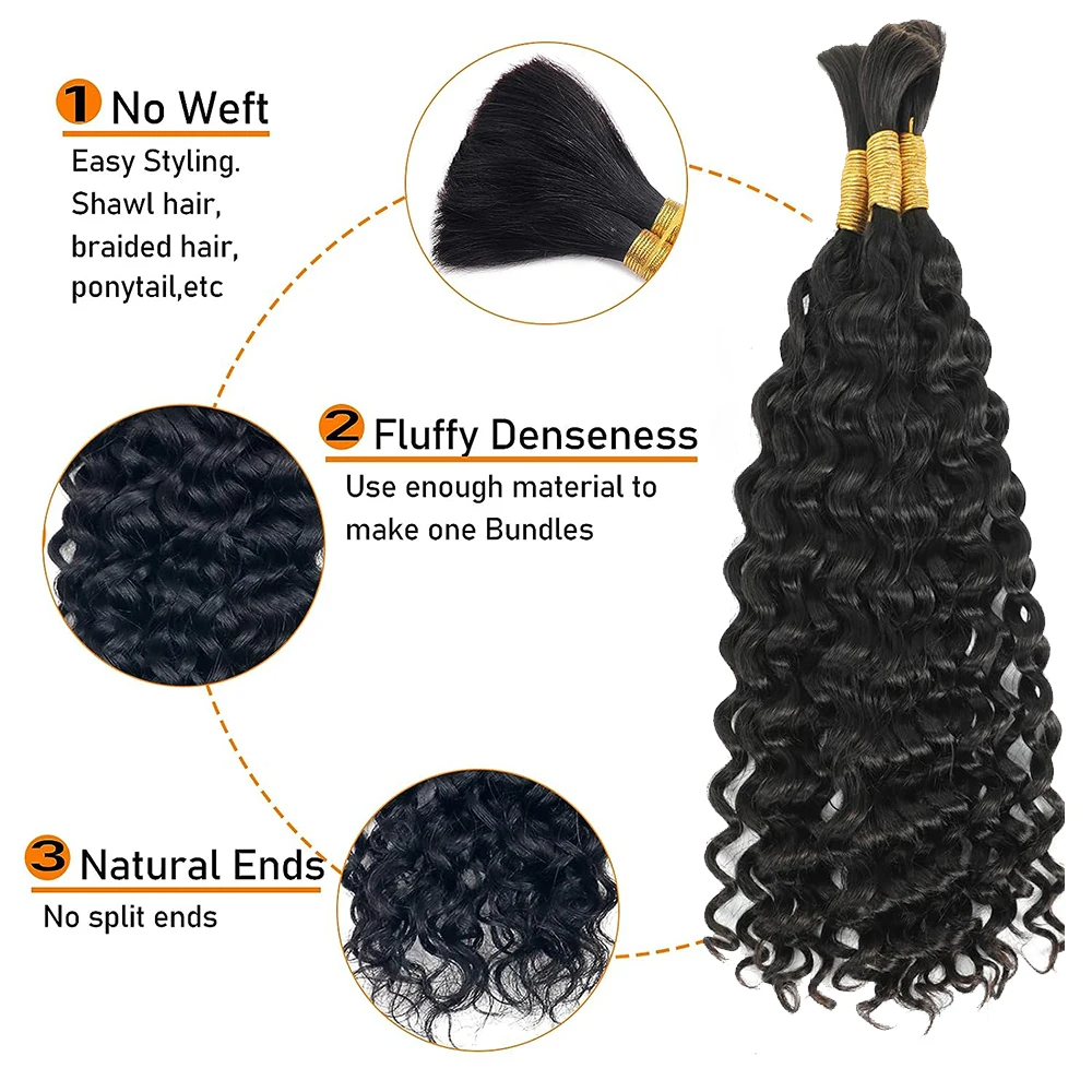Water Wave Human Braiding Hair - Water Wave Bulk Human Hair For Braiding review and price