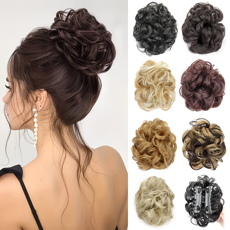 Synthetic Messy Bun Short Curl - Claw Clip Messy Bun Hair Piece review and price