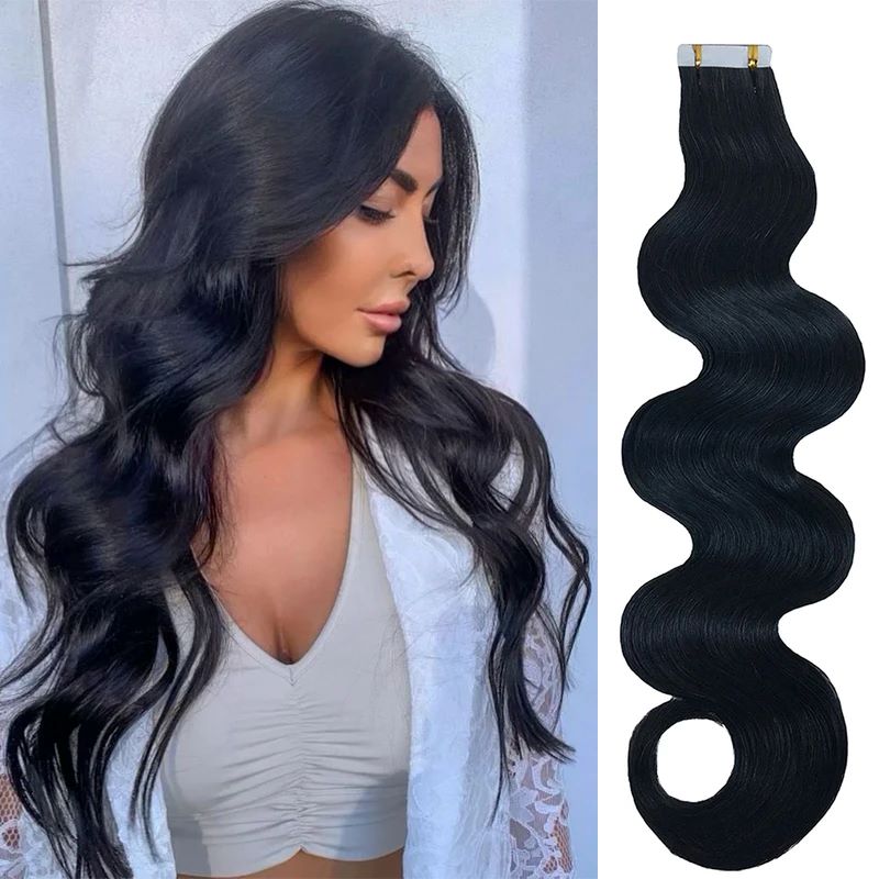 Long Body Wave Tape in Human H - Invisible Tape In Extensions Real Hair review and price