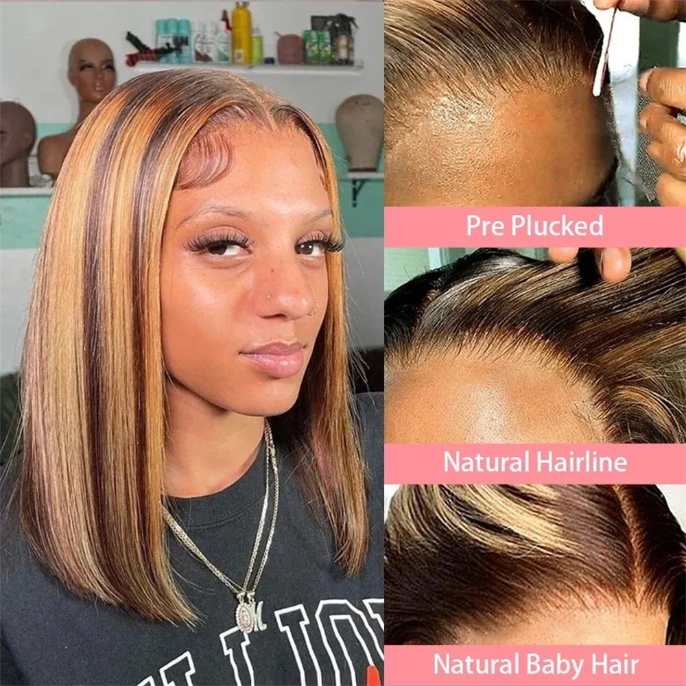 Honey Blonde Bob Wigs Human Ha - Glueless Wear And Go Human Hair Wig review and price