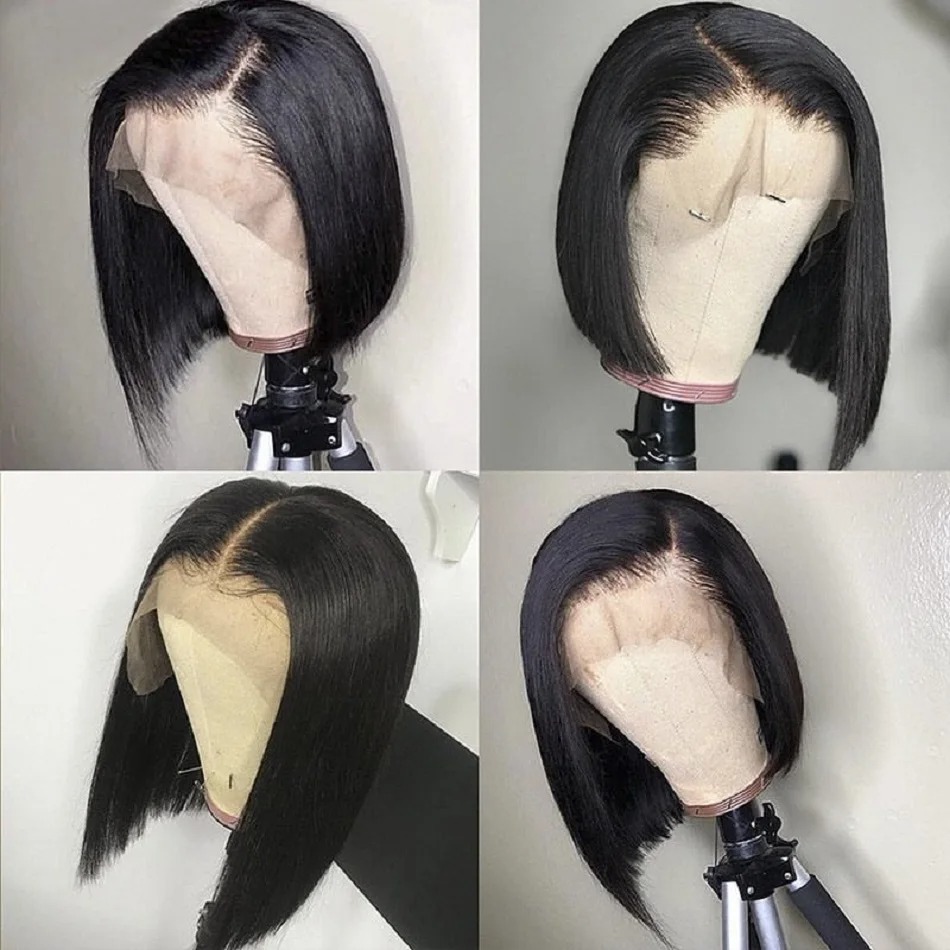 Black Wig Short Lace Front Wig - Pre Parted 13X4 Lace Front Bob Wig review and price