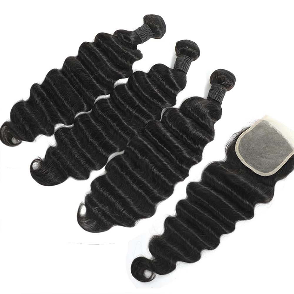 Raw Loose Deep Wave Human Hair - Deep Wave 3 Bundles With Closure review and price