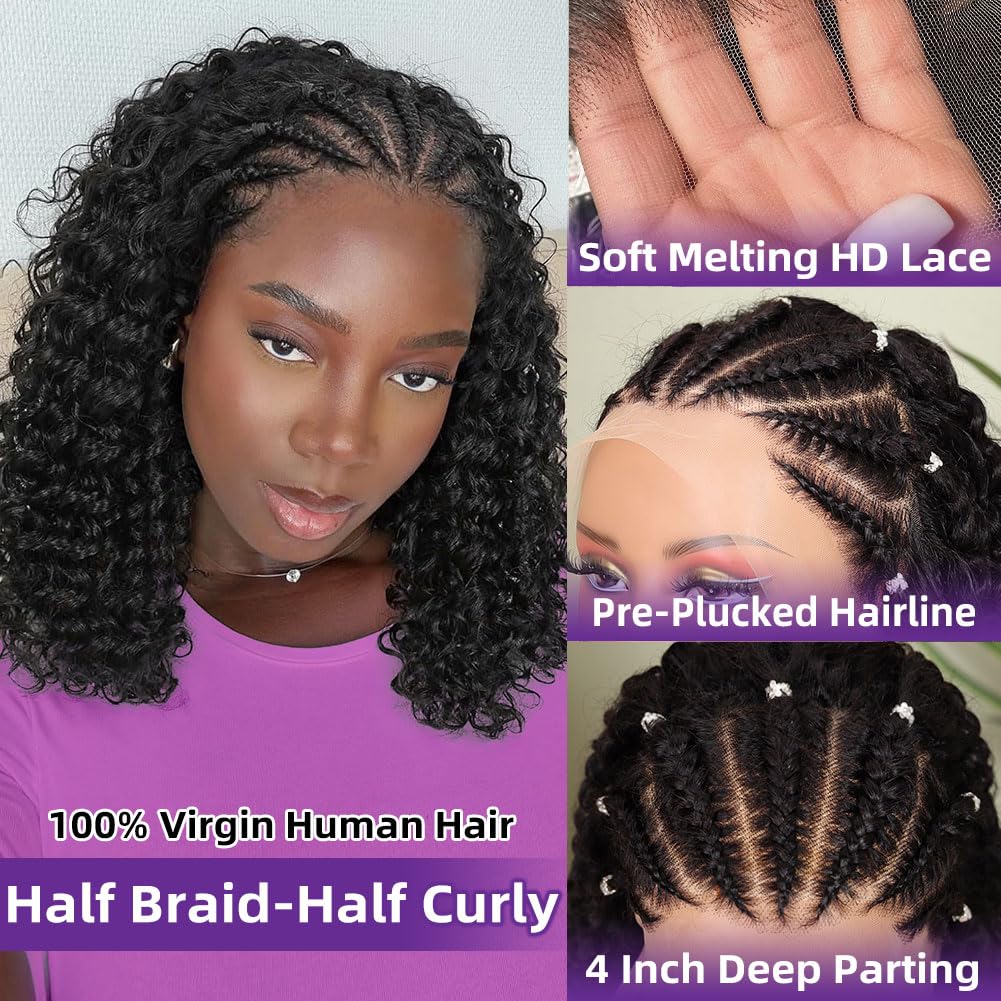Cornrow Braid Bob Wig Deep Cur - Glueless Wear And Go Human Hair Wig review and price