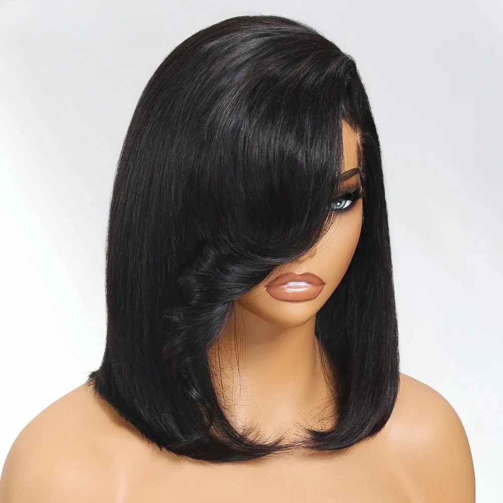 Black Short Bob Straight Lace  - Pre Parted 13X4 Lace Front Bob Wig review and price