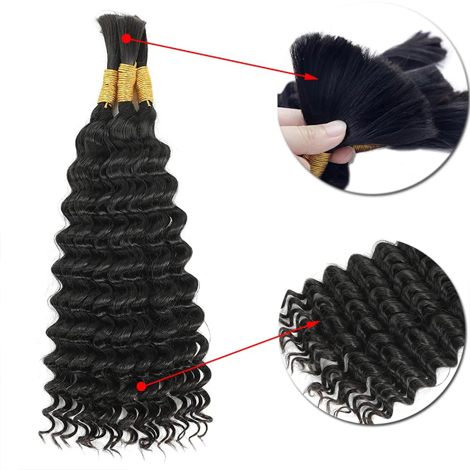 Deep Water Wave No Weft Virgin - Water Wave Bulk Human Hair For Braiding review and price