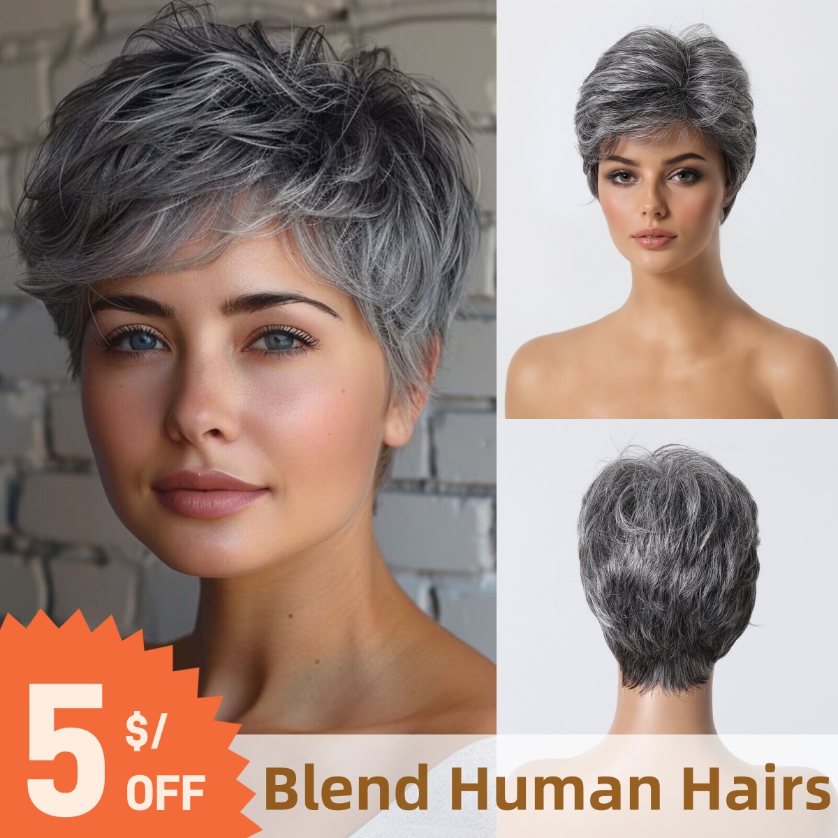 Short Pixie Cut Grey Human Hai - Short Pixie Cut Wig Human Hair Cheap review and price