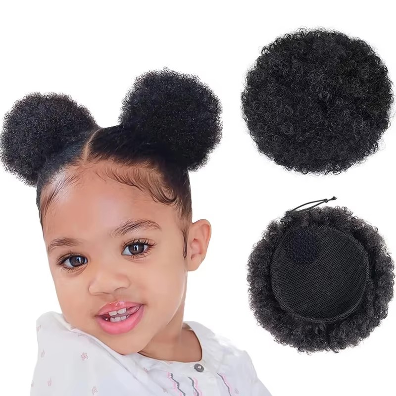 1PC/Pack Kids Hair Puff Natura - Drawstring Afro Curly Puff Ponytail review and price
