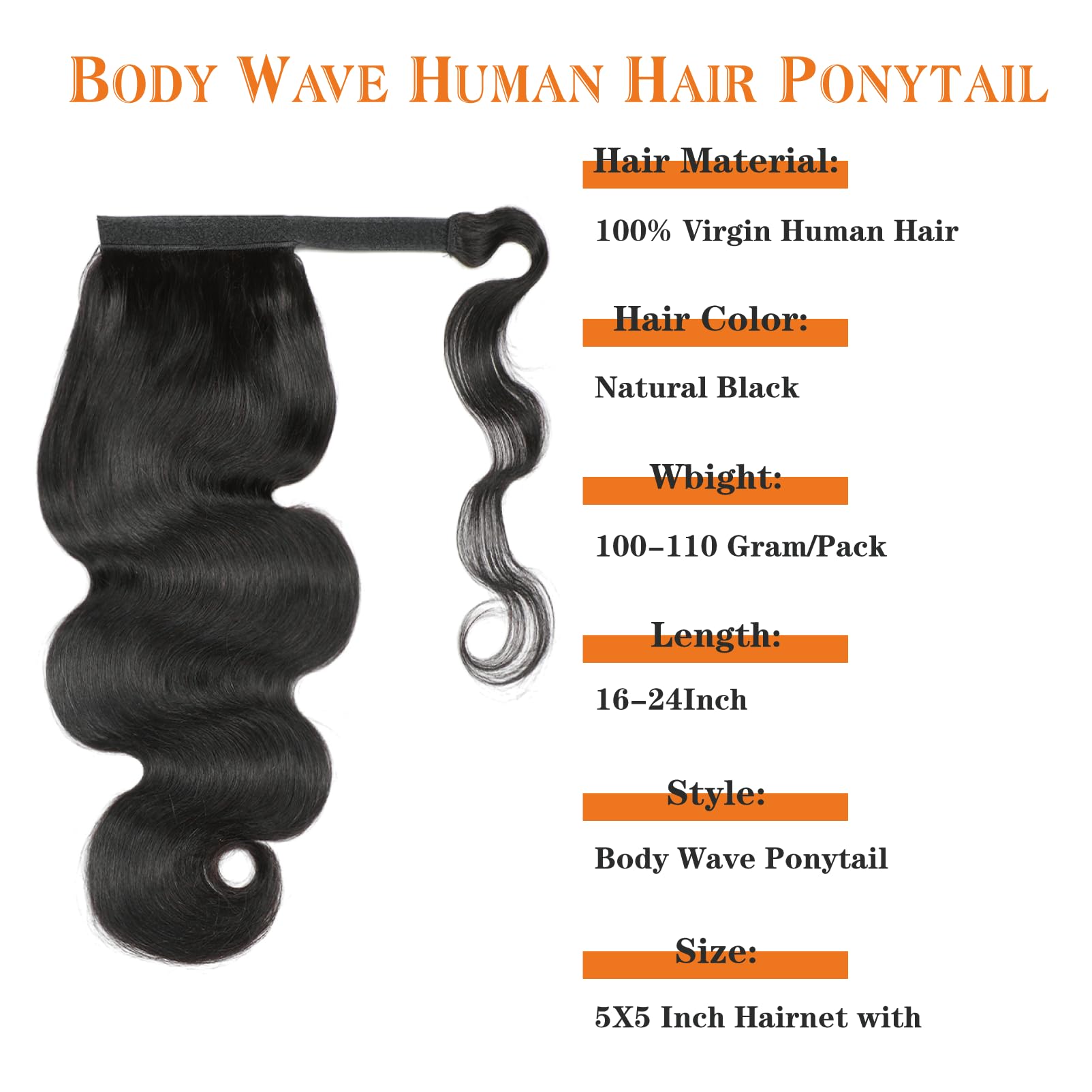 Body Wave Ponytaill Extensions - Seamless Clip In Hair Extensions Human Hair review and price