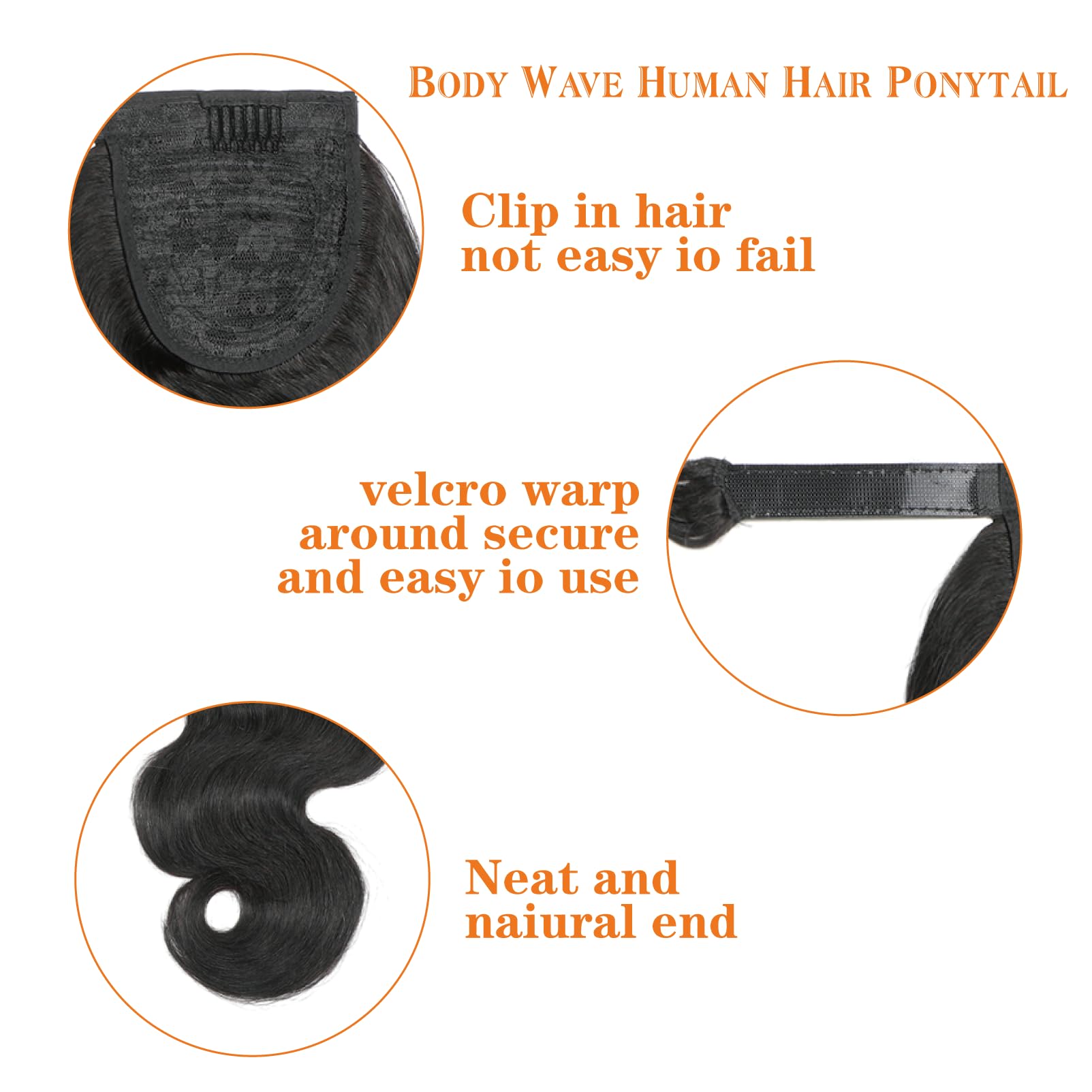 Body Wave Ponytaill Extensions - Seamless Clip In Hair Extensions Human Hair review and price