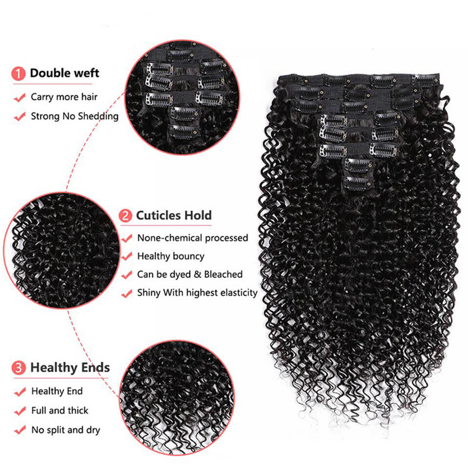 Kinky Curly Clip In Human Hair - Seamless Clip In Hair Extensions Human Hair review and price