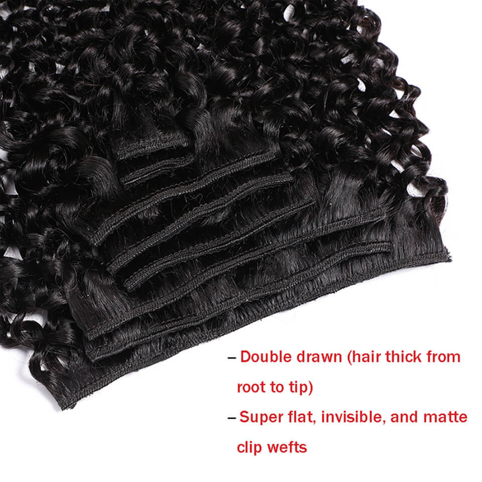 Kinky Curly Clip In Human Hair - Seamless Clip In Hair Extensions Human Hair review and price