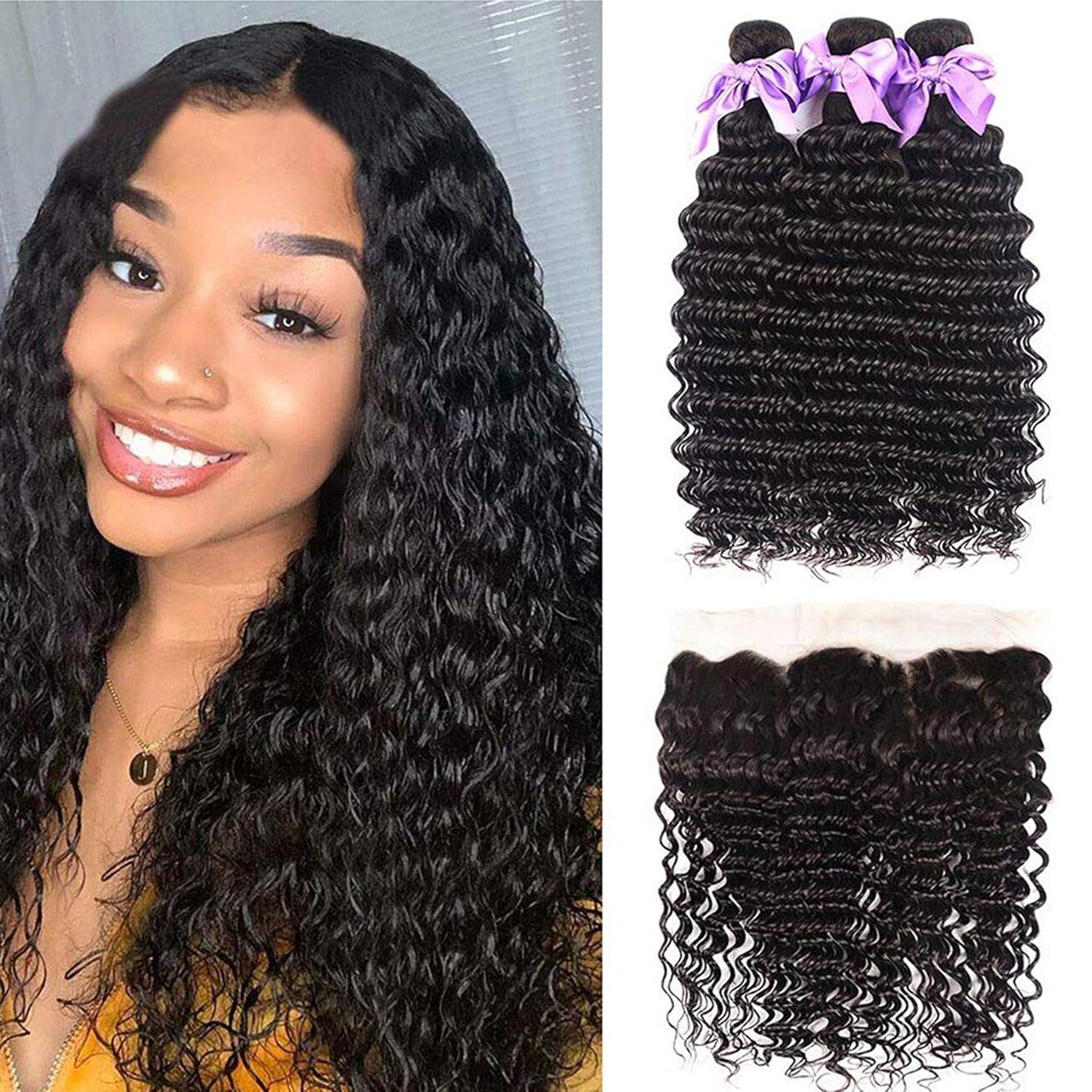 Deep Wave Human Hair Bundles w - Deep Wave 3 Bundles With Closure review and price