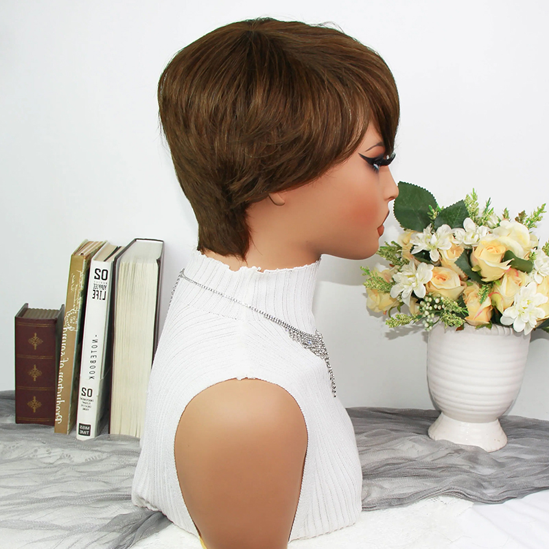 Chocolate Brown Pixie Cut Wigs - Short Pixie Cut Wig Human Hair Cheap review and price