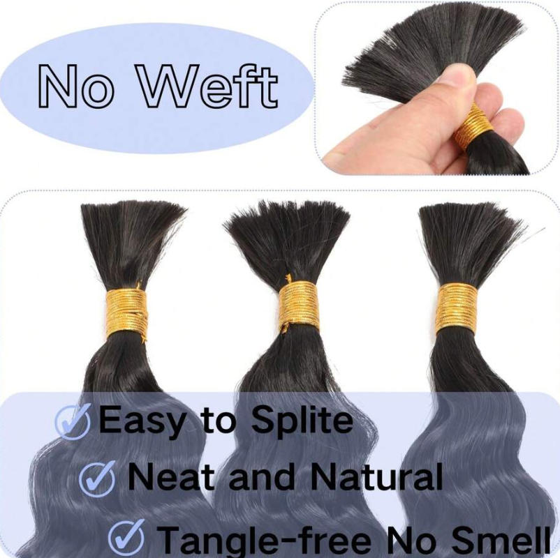 No Weft Human Braiding Hair Bu - Water Wave Bulk Human Hair For Braiding review and price