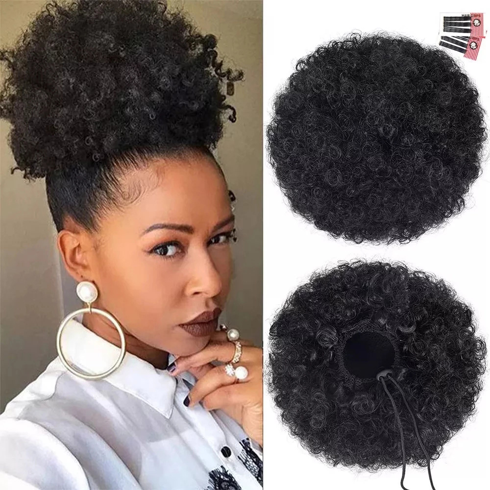 Synthetic 10Inch Big Afro Puff - Drawstring Afro Curly Puff Ponytail review and price