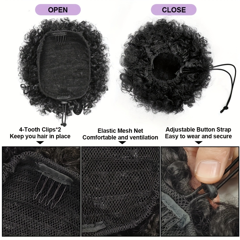 Afro Kinky Puffs 100% Human Ha - Drawstring Afro Curly Puff Ponytail review and price